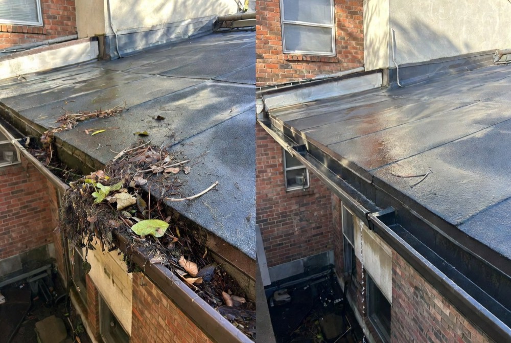 A clean, free-flowing gutter ready for Toledo's rain
